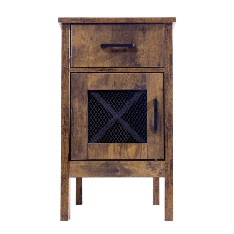 Tavolino da divano in truciolato di legno naturale con cassetto e presa di corrente - 60,9 cm L x 35,6 cm P x 61 cm H