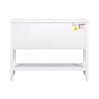 White 4-drawer Buffet Sideboard Console Table with Bottom Shelf