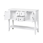 White 4-drawer Buffet Sideboard Console Table with Bottom Shelf
