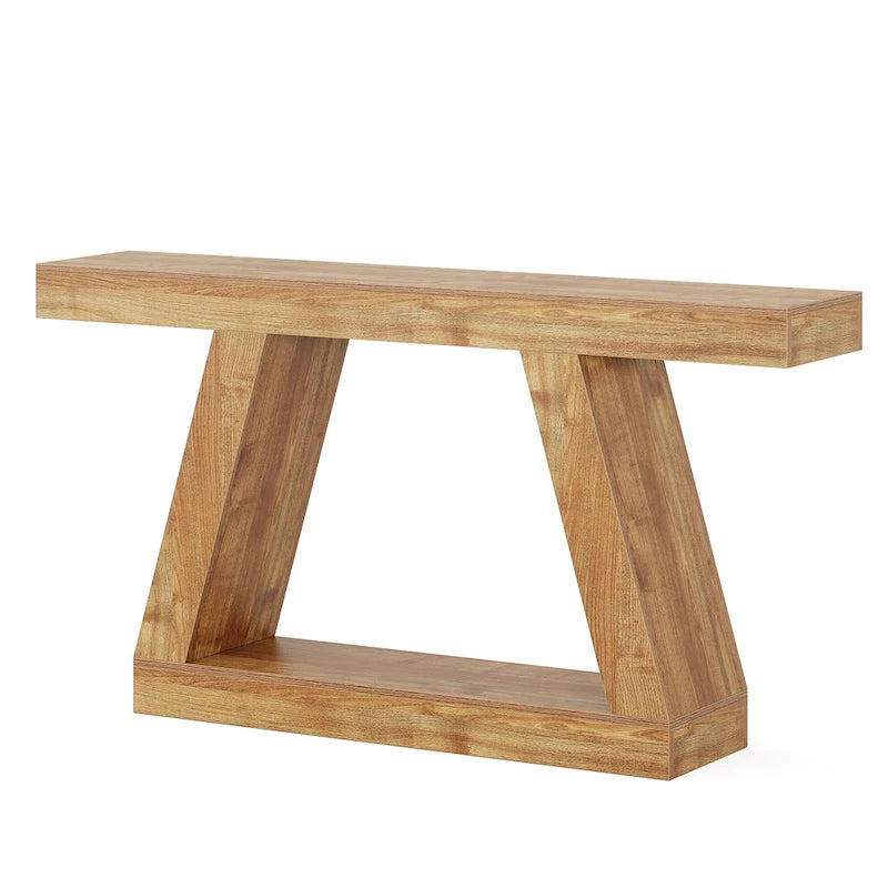 Tavolo Consolle da Ingresso Stile Rustico da 55 Pollici con Contenitore