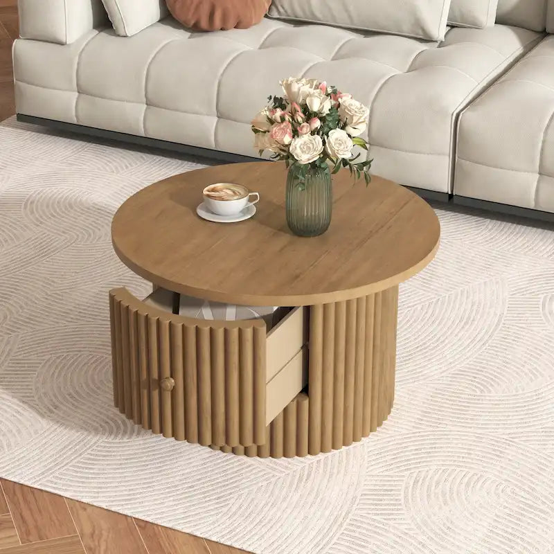 Tavolino da caffè in MDF da 30,5" con cassetto e base a doghe