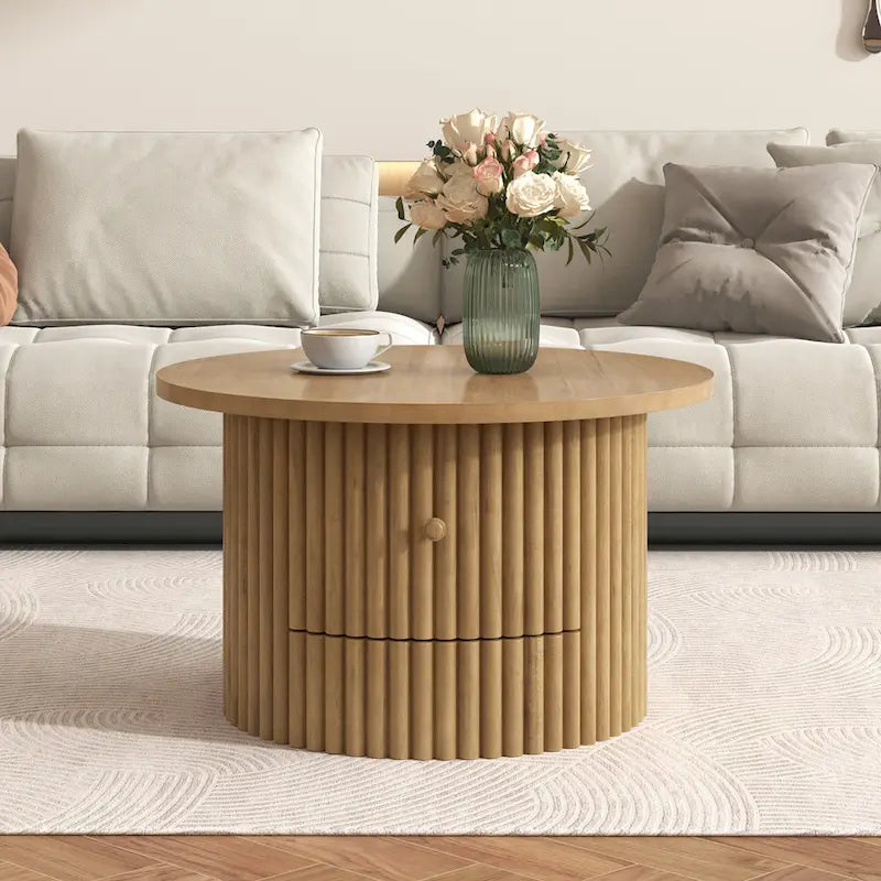 Tavolino da caffè in MDF da 30,5" con cassetto e base a doghe