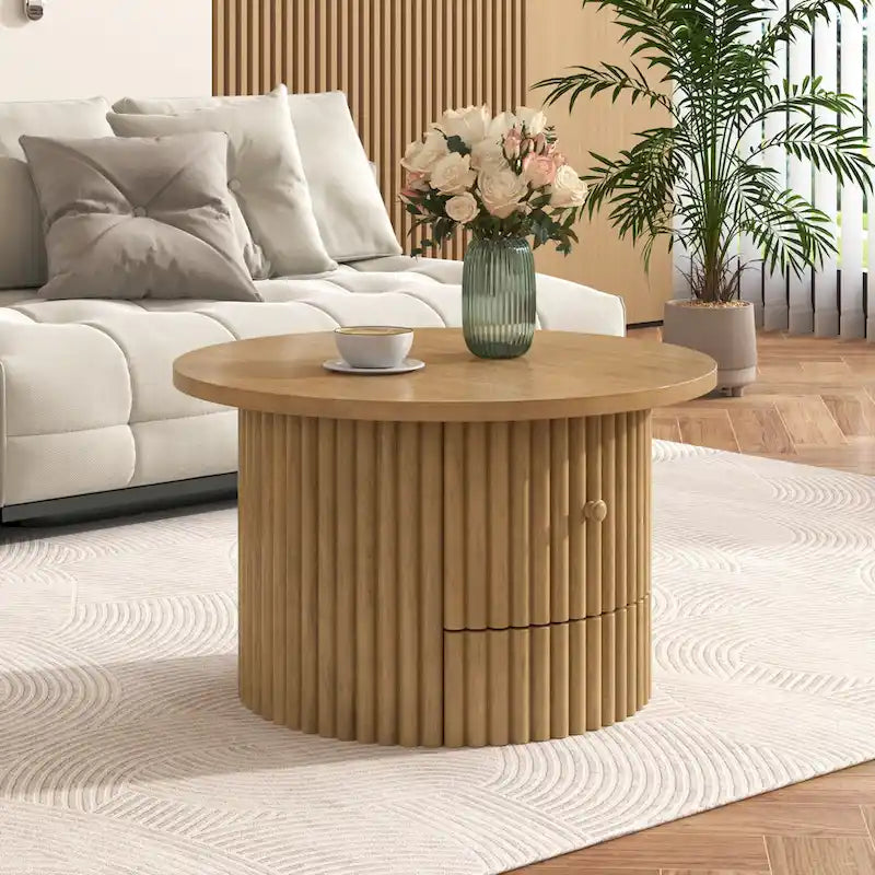 Tavolino da caffè in MDF da 30,5" con cassetto e base a doghe