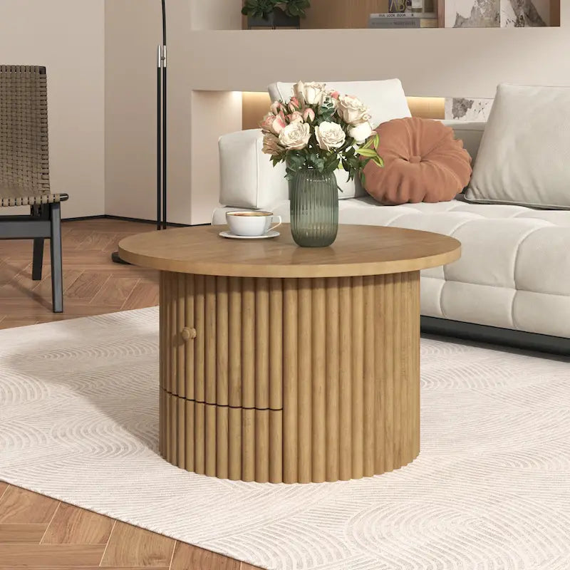 Tavolino da caffè in MDF da 30,5" con cassetto e base a doghe