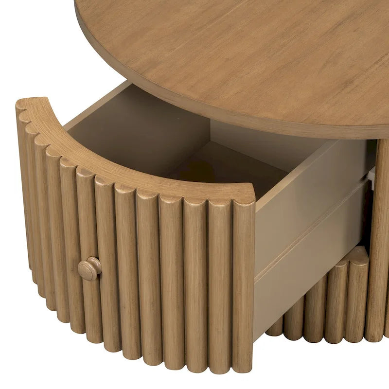 Tavolino da caffè in MDF da 30,5" con cassetto e base a doghe