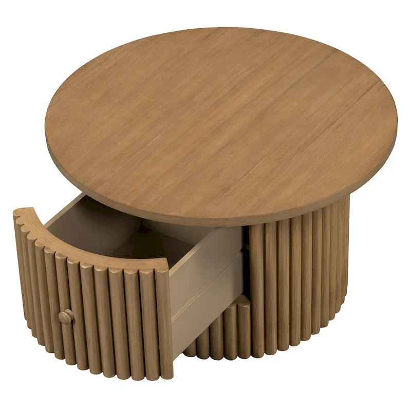 Tavolino da caffè in MDF da 30,5" con cassetto e base a doghe