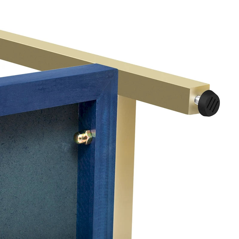 Tavolino consolle retrò in MDF da 45,5 pollici con dettagli dorati, 2 cassetti portaoggetti e design geometrico