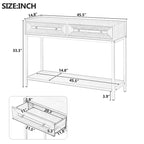 Tavolino consolle retrò in MDF da 45,5 pollici con dettagli dorati, 2 cassetti portaoggetti e design geometrico