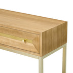 Tavolino consolle retrò in MDF da 45,5 pollici con dettagli dorati, 2 cassetti portaoggetti e design geometrico