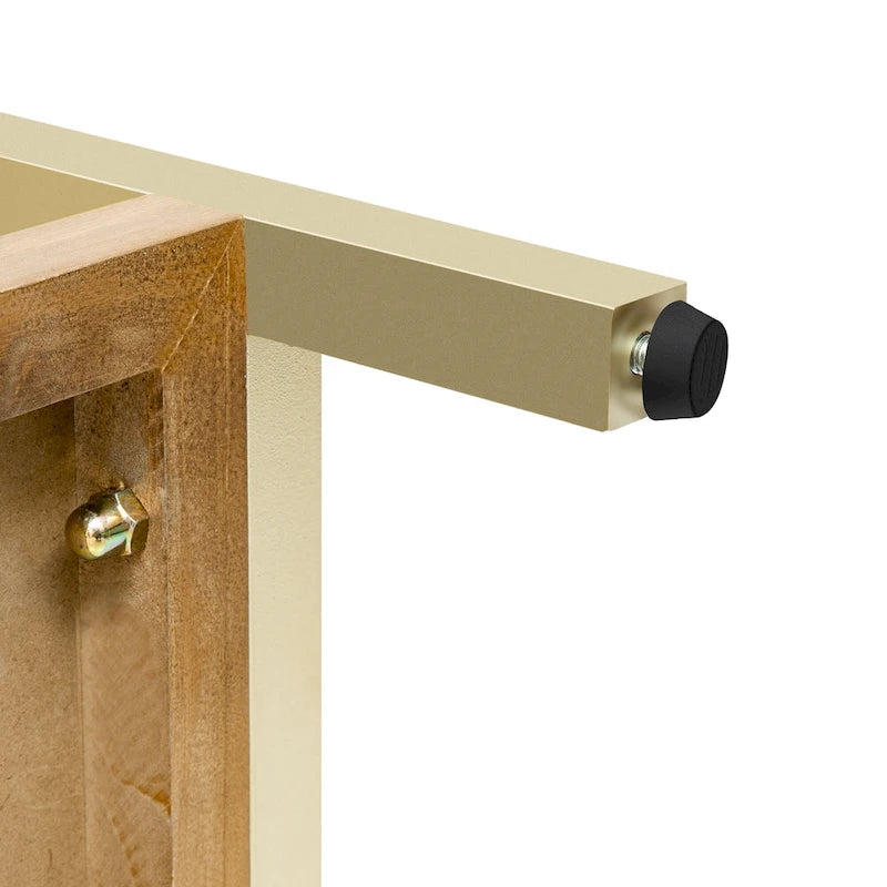 Tavolino consolle retrò in MDF da 45,5 pollici con dettagli dorati, 2 cassetti portaoggetti e design geometrico