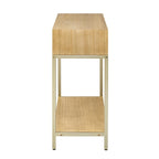 Tavolino consolle retrò in MDF da 45,5 pollici con dettagli dorati, 2 cassetti portaoggetti e design geometrico