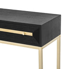 Tavolino consolle retrò in MDF da 45,5 pollici con dettagli dorati, 2 cassetti portaoggetti e design geometrico