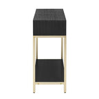 Tavolino consolle retrò in MDF da 45,5 pollici con dettagli dorati, 2 cassetti portaoggetti e design geometrico