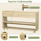 48 Solid Wood Console Table with 2 Drawers & 2 Shelves Solid Wood Legs & Adjustable Feet