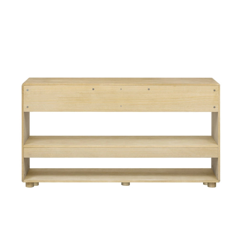 48 Solid Wood Console Table with 2 Drawers & 2 Shelves Solid Wood Legs & Adjustable Feet