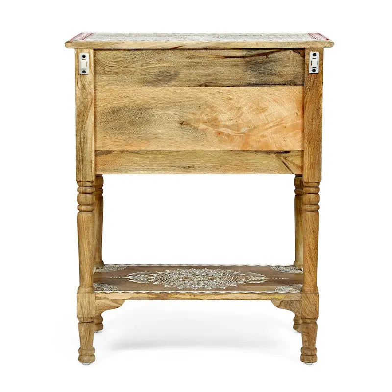 23.75 Modern Wooden End Table with Three Drawers and Open Bottom Shelf for Living Room or Bedroom
