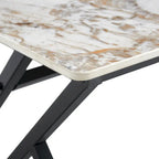 47 Modern Rectangular Coffee Table with Sintered Stone Tabletop and X-shaped Metal Legs