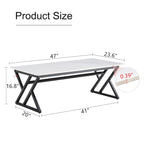 47 Modern Rectangular Coffee Table with Sintered Stone Tabletop and X-shaped Metal Legs