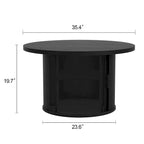 Tavolino rotondo con ripiano contenitore e design a serrandina