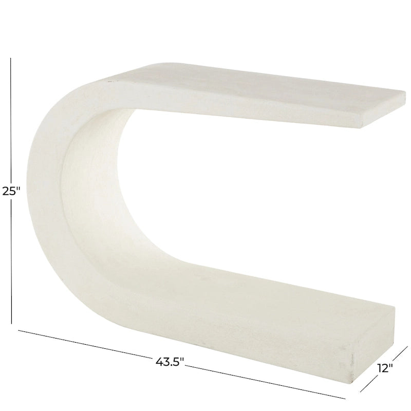 Consolle a C in legno - Bianca - Decorazioni Roche River - 12L x 44P x 25A