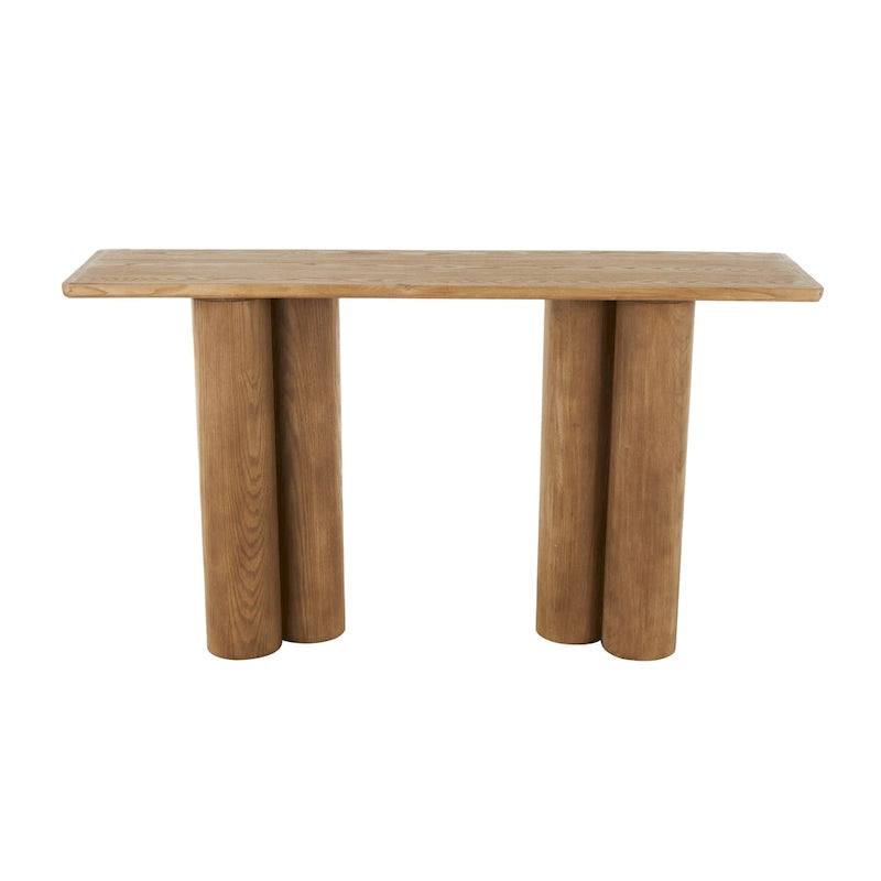 Wood Handmade Console Table with Pillar Legs - Brown - Roche River Decor