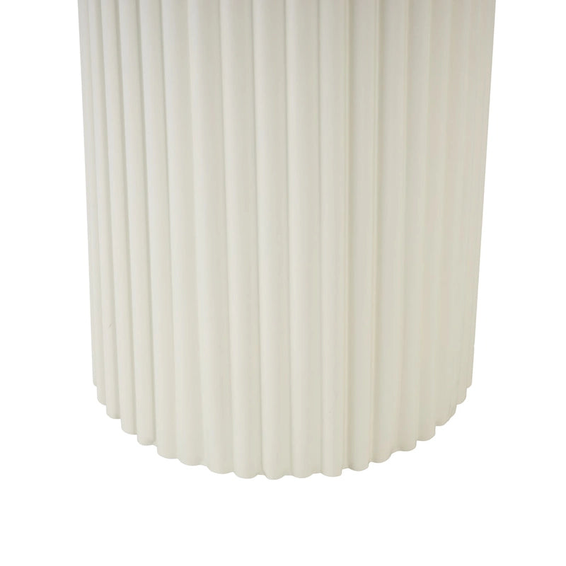 Tavolo consolle ovale fatto a mano in metallo con gambe scanalate - Bianco - Roche River Decor