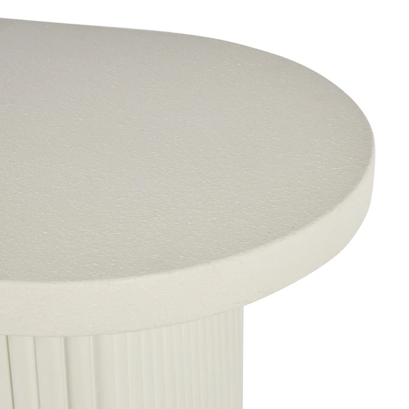 Tavolo consolle ovale fatto a mano in metallo con gambe scanalate - Bianco - Roche River Decor