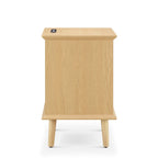 Tavolino d'appoggio Chelsea Square Teagan in Rattan con Cassetto Contenitore, Stazione di Ricarica e Luce LED Touch - 15,25x23,75