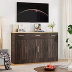 Celebalcony Buffet Cabinet with Storage,53.4 Large Kitchen Storage Cabinet with 3 Drawers & 4 Doors, Adjustable Shelf for Kitchen,Living Room