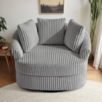 Fauteuil pivotant rond surdimensionné en velours côtelé avec accoudoirs encastrés 43 W