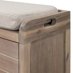 Wood Storage Bench with 2 Woven Baskets