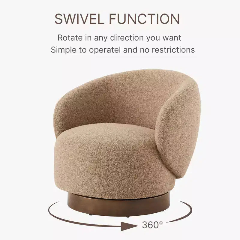 Spruce&Spring Upholstered Swivel Accent Barrel Chair with Wood Base