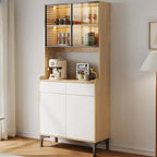 Buffet vaisselier en bois et verre avec partie haute