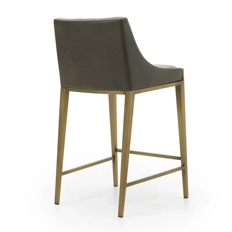 Modrest Fairview Contemporary Grey & Brass Counter Stool