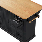 Expandable Drop-Leaf Kitchen Island, Kitchen Cart on 4 Wheels with Power Outlet, Moveable Island Table with 2 Door & 6 Drawers