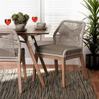 Modern Transitional-Style Rope-Woven Mahogany Dining Chair ââ‚?Gray
