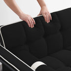 Canapé-lit convertible en velours 55'' 2 places avec lit gigogne, dossier inclinable, poches latérales et support de téléphone