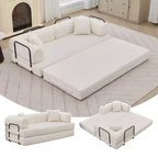 4-in-1 Convertible Sleeper Sofa Bed, 79 Frameless Corduroy Folding Floor Mattress Couch w/ Pillow, No Assembly Loveseat for Small Apartment