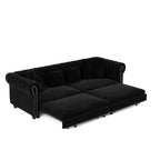 Whisen Velvet 3-in-1 King Size Pull-Out Sofa Bed & Convertible Sleeper Sofa with Movable Ottoman, Tufted Design