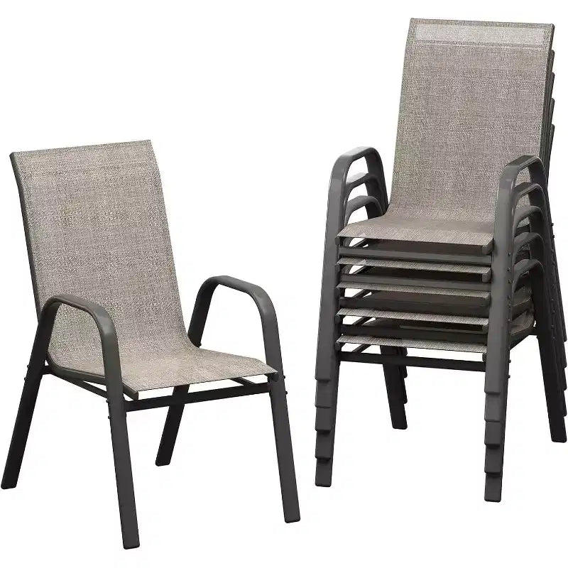 Patio Chairs,Outdoor Stackable Dining Chairs Set of 4/6 All Weather Lightweight Textilene Outdoor Chair Sets with Armrests for Backyard,Pool Deck