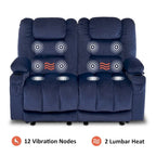 MCombo Power Reclining Loveseat Sofa with Heat and Massage, Fabric PR648