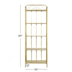 Metal Scroll Indoor Outdoor Tall Folding 5 Shelves Bakers Rack - Gold or White - Roche River Decor