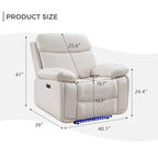 Power Reclining Sofa with Wireless Charger,Reading Light,LED Light for Living Room,Faux Leather,AC/USB Port,Cup Holder,Black