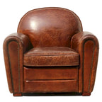 Pasargad Home Genuine Leather Paris Club Chair, Brown
