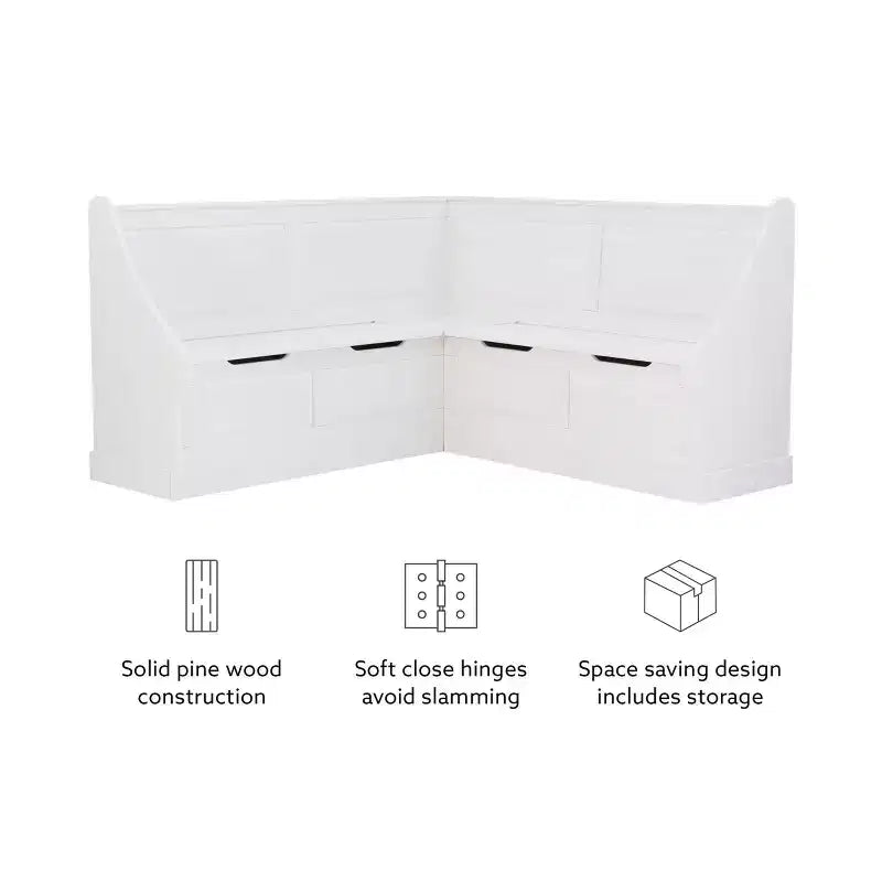 Tobin Traditional Solid Wood Backless Storage Corner Nook Breakfast Bench Cushion White - Linon