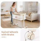 Baby Bassinet with Wheels – Beige / Gray / Pink, Bedside Sleeper, for 1 Baby