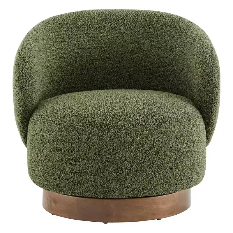 Spruce&Spring Upholstered Swivel Accent Barrel Chair with Wood Base