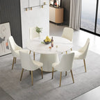 53 Round Dining Table for 6 with Sintered Stone Tabletop and Lazy Susan