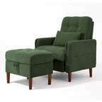 Fauteuil de salon moderne UIXE avec pouf de rangement et dossier réglable