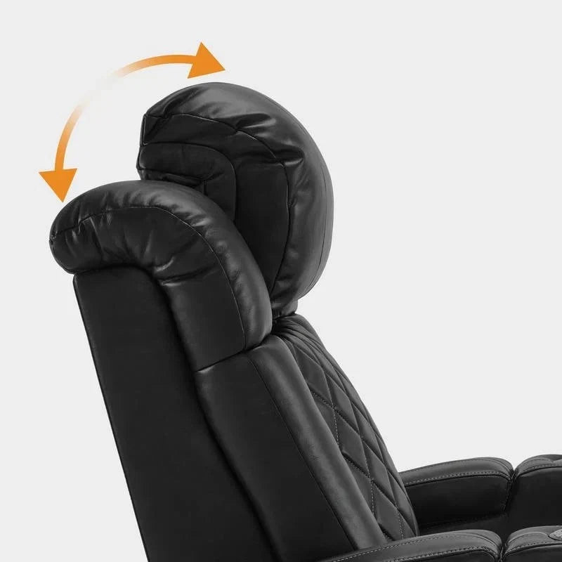 MCombo Power Recliner Chair with Adjustable Headrest, Dual Motor Home Theater Seating with USB Port, Breathable Leather HTS411
